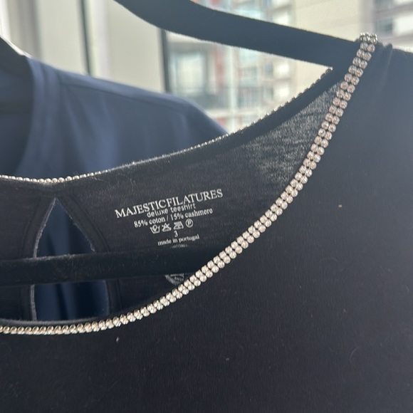 Majestic Paris Swarovski Cashmere Blend T-Shirt - Picture 2 of 5